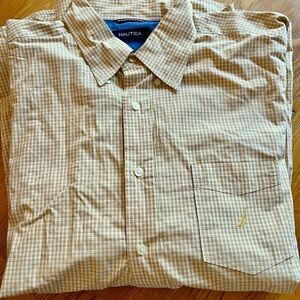 Nautica white/yellow Checkered Button-Up Shirt